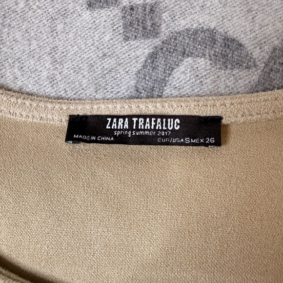 Zara Beige Crop Top with Floral Embroidery Suede like - Picture 3 of 9